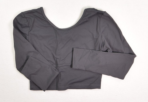 Women's Grey Stretchy Long Sleeve Cropped Top Size XS