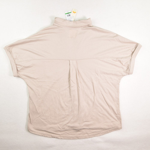 Women's Tan Knit Button Front Shirt, Size L