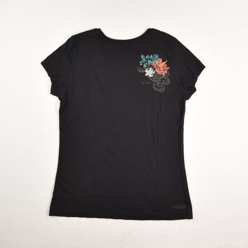 Women's Black Knit Short Sleeve Shirt, Size M