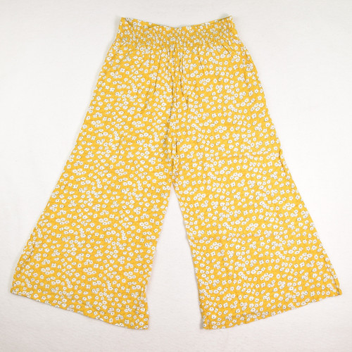Women's Yellow Floral Wide Leg Capris, Size 10
