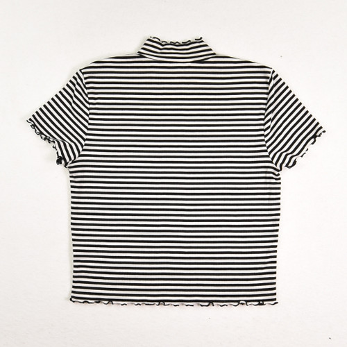 Women's Black and White Stripe Knit Shirt, Size M