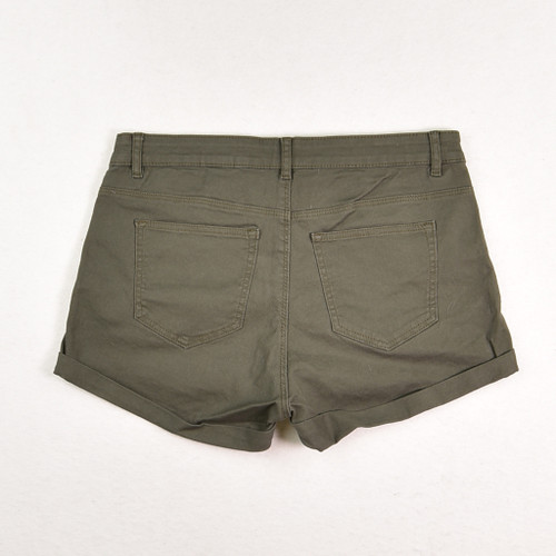Women's Green Denim Cuffed Shorts, Size 8