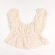 Women's Cream Floral Crop Top, Size L