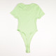 Women's Lime Green Ribbed Knit Bodysuit, Size S