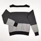 Women's Lightweight Black and Grey Striped Sweater, Size L