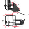 1988-2000 Chevrolet GMC C/K Tahoe/Yukon Power Heated Chrome Towing Side Mirrors w/ LED Turn Signal
