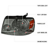 2004-2008 Ford F-150/2006-2008 Lincoln Mark LT Factory Style Headlights w/ Amber Reflector (Chrome Housing/Light Smoke Lens)