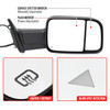 2019-2022 Dodge RAM 2500 3500 Black Power Adjustable, Manual Fold, BSD & Heated Side Mirror w/ LED Puddle Light and Turn Signal Light - Passenger Side Only