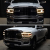 2019-2024 Dodge RAM 2500/3500/4500/5500 Switchback Sequential Amber LED Turn Signal Projector Headlights (Matte Black Housing/Clear Lens)