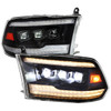 2009-2018 Dodge RAM 1500 / 2019 RAM Classic / 2010-2018 RAM 2500 3500 Switchback Sequential Full Amber LED Projector Headlights (Matte Black Housing/Clear Lens)