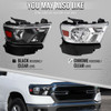 2019-2024 Dodge Ram 1500 Factory Style Crystal Headlight - Passenger Side Only (Black Housing / Clear Lens)