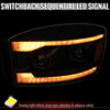 2006-2008 Dodge RAM 1500 / 2006-2009 RAM 2500 3500 Projector Headlights with Switchback LED Strips, Sequential Turn Signals, DRL & Startup Animation (Black Housing / Clear Lens)