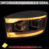 2006-2008 Dodge RAM 1500 / 2006-2009 RAM 2500 3500 Projector Headlights with Switchback Amber LED Strips, Sequential Turn Signals, DRL & Startup Animation (Chrome Housing / Clear Lens)