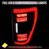 2021-2023 Ford F-150 Full LED Tail Lights with White Light Bar, Sequential Turn Signals, Startup Animation & Factory BSM Compatibility (Black Housing / Clear Lens)