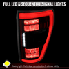 2021-2023 Ford F-150 Full LED Tail Lights with Red Light Bar, Sequential Turn Signals, Startup Animation & Factory BSM Compatibility (Glossy Black Housing / Clear Lens)