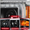 2014-2015 Chevrolet Silverado 1500 Projector Headlights w/ LED DRL (Matte Black Housing / Chrome Trim / Clear Lens)