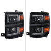 2014-2015 Chevrolet Silverado 1500 Projector Headlights w/ LED DRL (Matte Black Housing / Black Trim / Clear Lens)