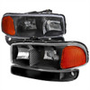 1999-2006 GMC Sierra/2007 Sierra Classic/ 2000-2006 Yukon/Yukon XL Factory Style Crystal Headlights w/ Amber Reflector & Bumper Lights (Matte Black Housing/Clear Lens)