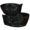 2006-2008 Dodge RAM 1500/ 2006-2009 RAM 2500 3500 Factory Style Crystal Headlights (Chrome Housing/Smoke Lens)