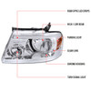 2004-2008 Ford F-150/ 2006-2008 Lincoln Mark LT LED Strip Factory Style Headlights (Chrome Housing/Clear Lens)
