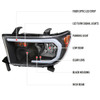 2007-2013 Toyota Tundra/2008-2017 Sequoia Headlights LED Tube Factory Style Headlights with LED Turn Signal (Matte Black Housing/Clear Lens)