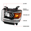 2014-2019 GMC Sierra LED Light Strip Projector Headlights (Chrome Housing/Clear Lens)