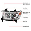 2007-2013 Toyota Tundra/ 2008-2017 Sequoia Switchback Sequential LED C-Bar Projector Headlights (Chrome Housing/Clear Lens)