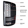 2002-2006 Dodge RAM LED Tail Lights (Matte Black Housing/Clear Lens)