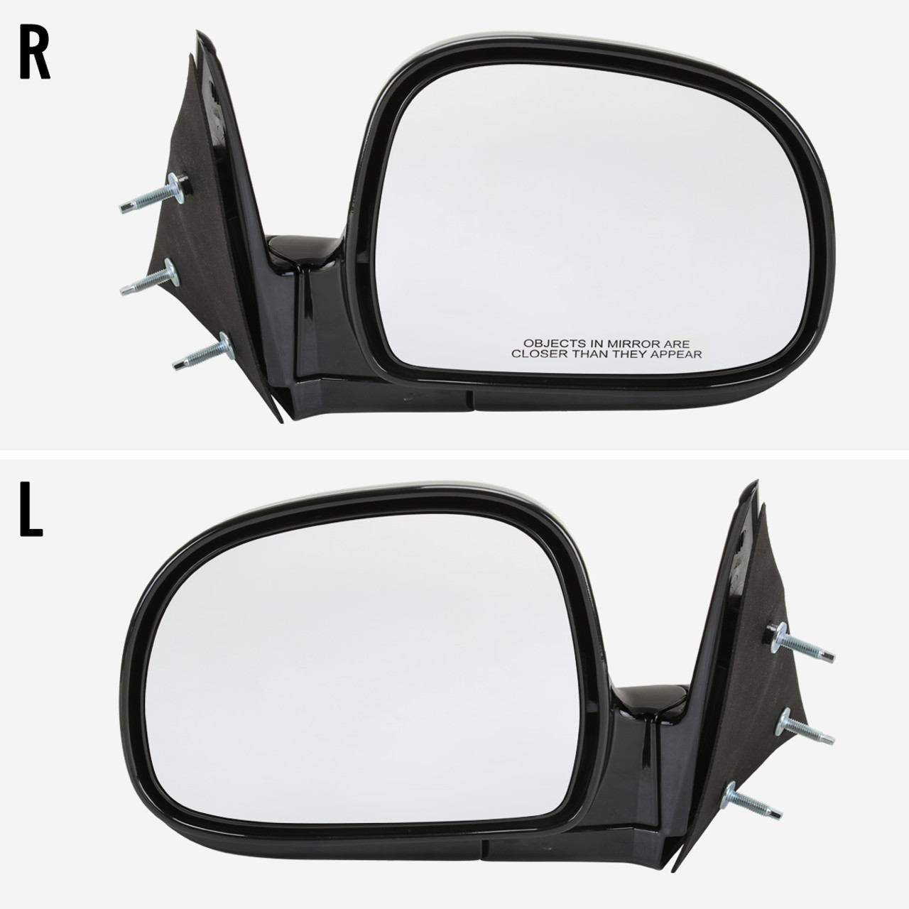 1994-1998 Chevrolet S10/1994-1998 GMC S15 Glossy Black Manual Adjustment  Side Mirror - Passenger Side Only