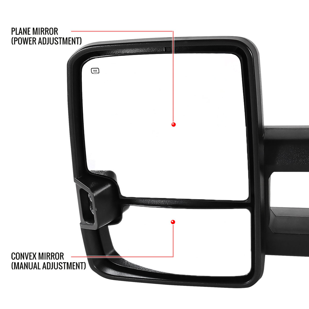 1999-2002 Chevrolet Silverado/Tahoe/Suburban/Avalanche GMC  Sierra/Yukon/Yukon XL Power Heated Manual Extendable Towing Mirrors w/  Amber Lens LED Turn