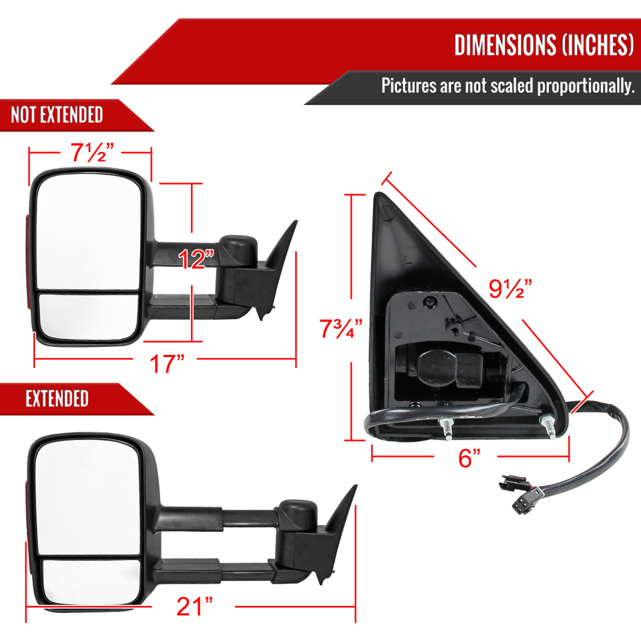 Longview LVT-1820 Original Slip-On Towing Mirror for GMC Chevy