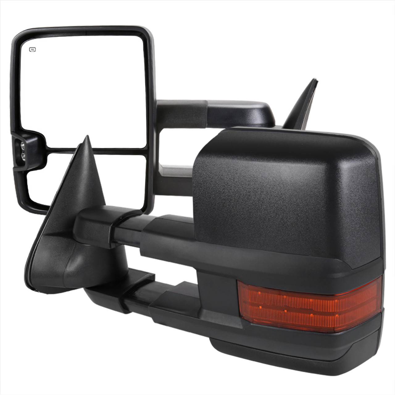 1988-2000 Chevrolet GMC C/K Tahoe/Yukon Power Heated Black Towing Side  Mirrors w/ LED Turn Signal - Bulken Off-Road