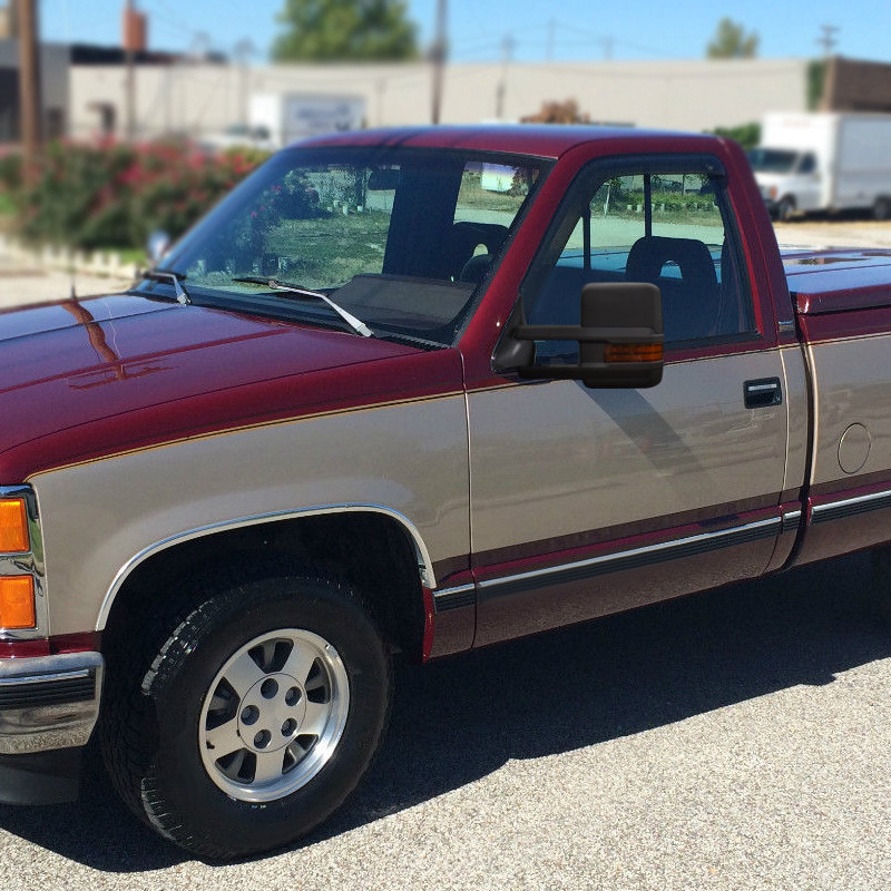 Tow Trucks Manual Towing Mirrors For 1988-2000 Chevy Silverado & GMC Sierra - Black, No Heat, No Signal, Direct Replacement Pair (Perfit Zone PZ-111497) Pair Mirrors For Trucks Without Signal - Foto 7