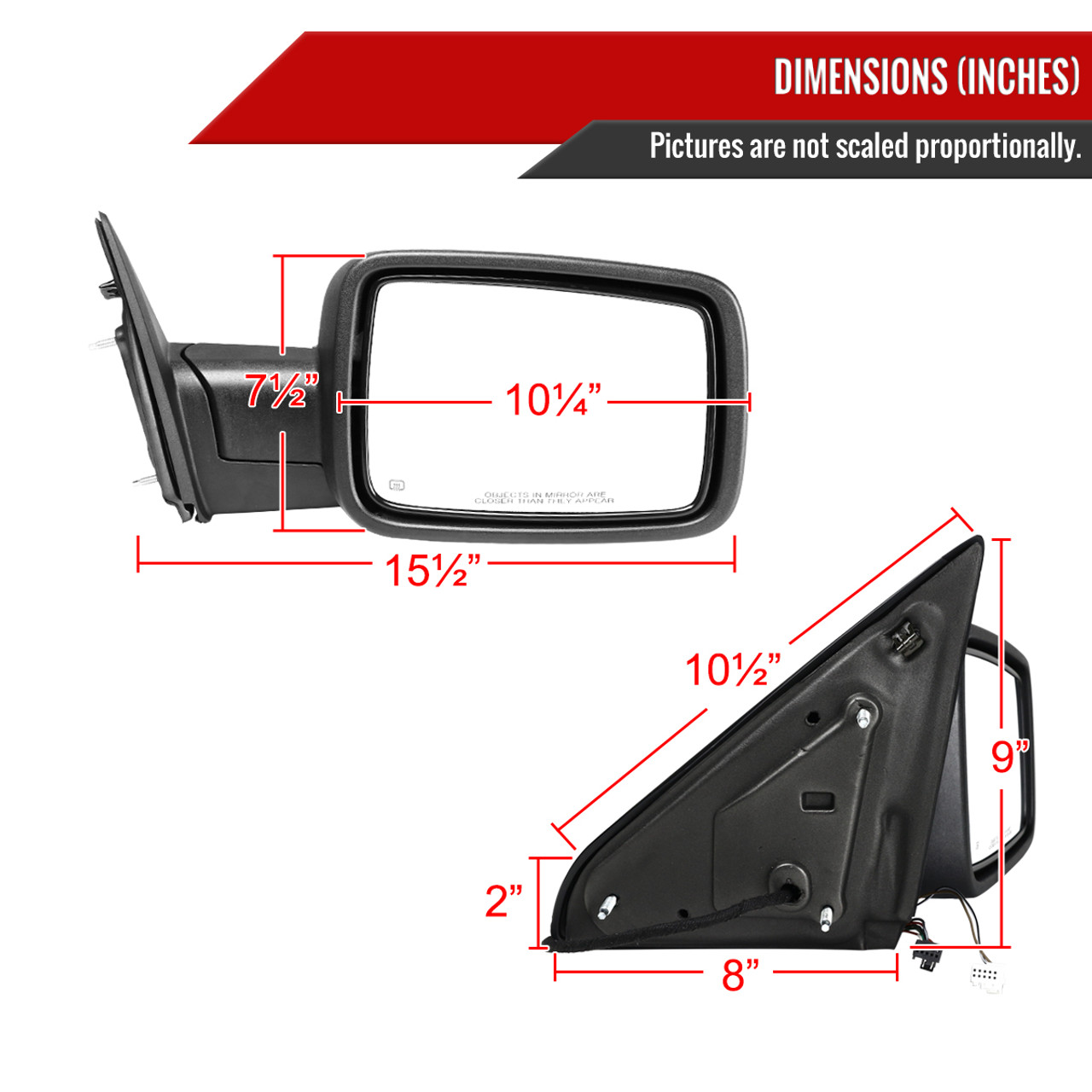 2013-2019 Dodge RAM Chrome Power Adjustable, Auto-Fold, & Heated Side  Mirror w/ LED Turn Signal & Puddle Light - Passenger Side Only