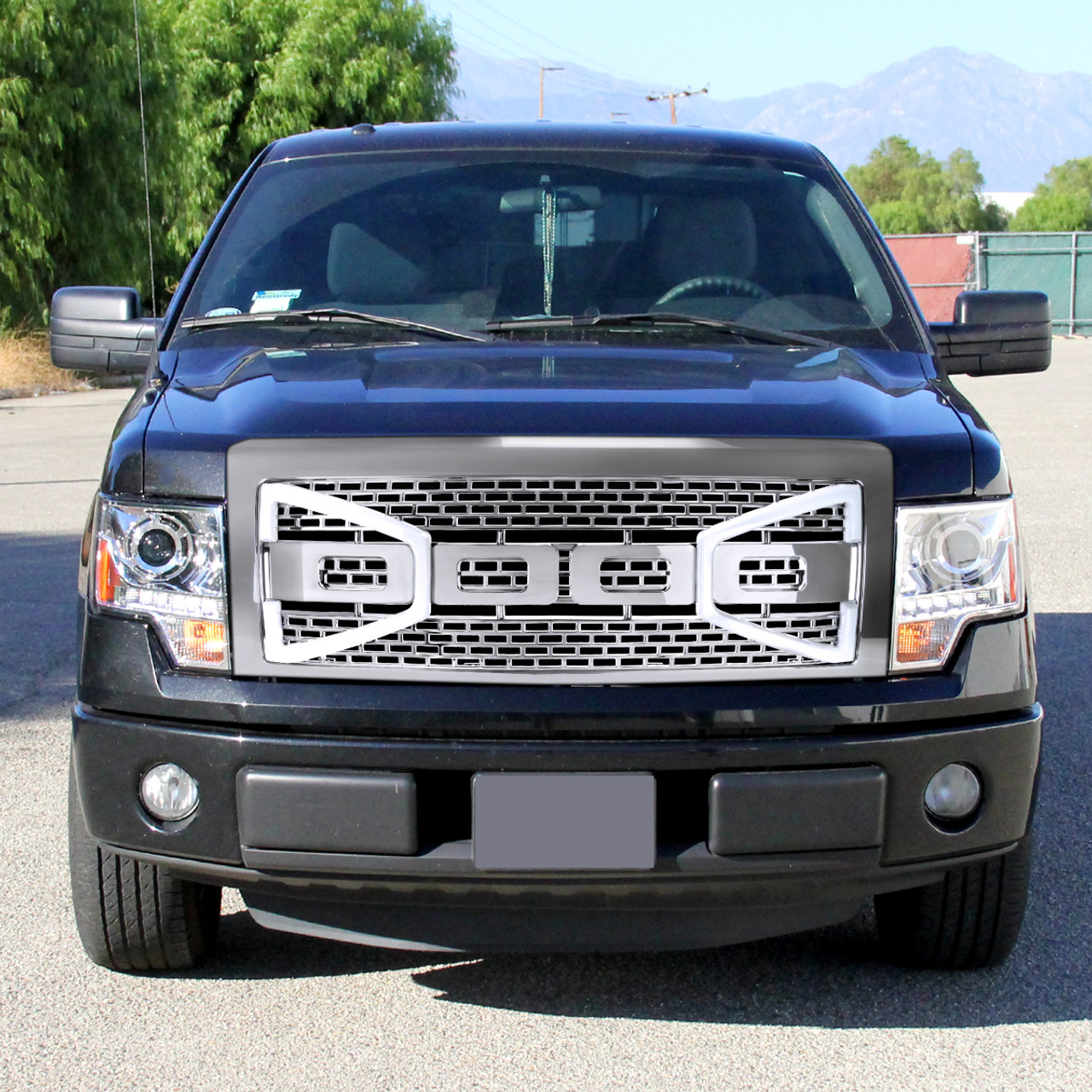 2009-2014 Ford F-150 Chrome Raptor Style Mesh Grille with LED Light Bar