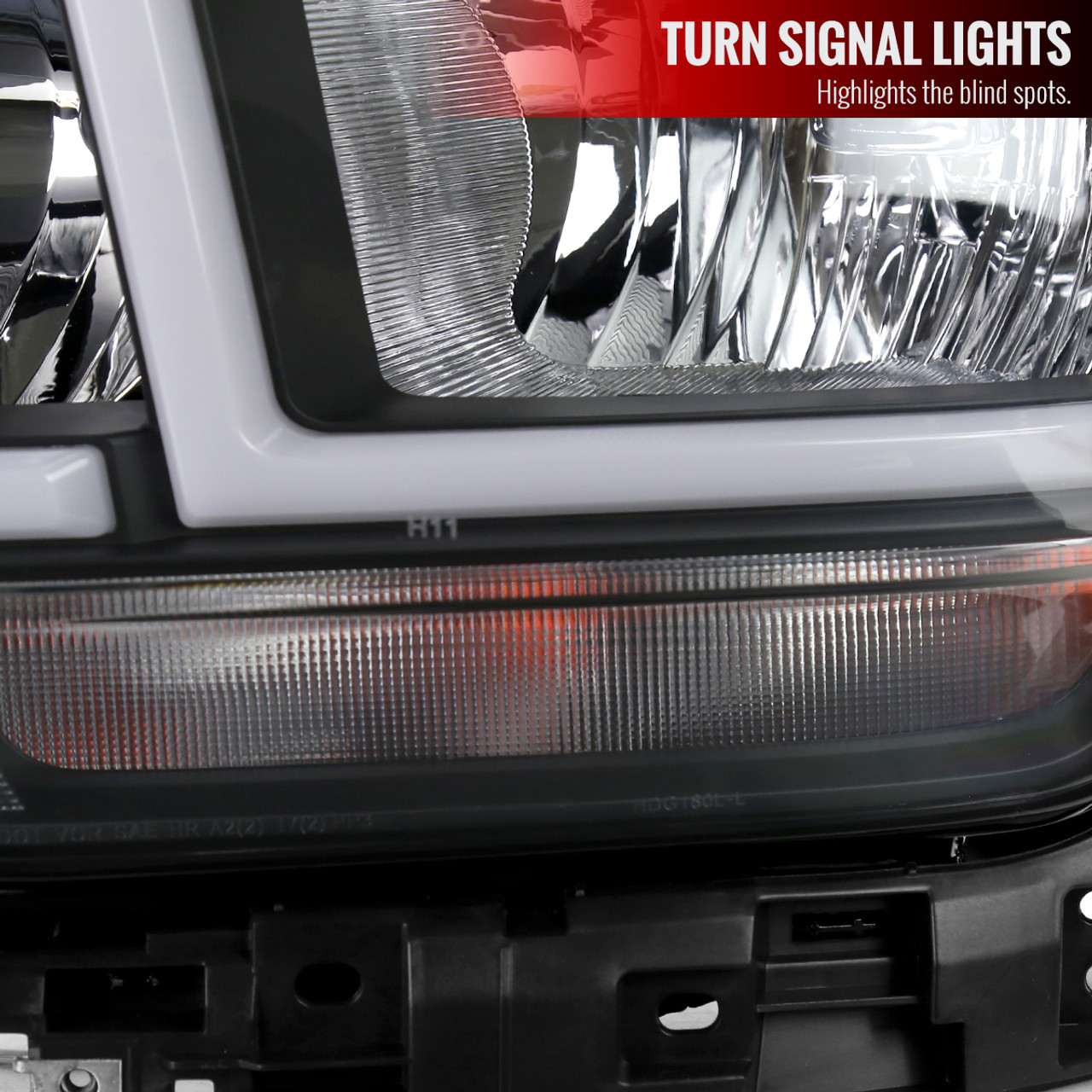 2019-2022 Dodge RAM 2500/3500/4500/5500 LED Bar Factory Style Headlights  (Matte Black Housing/Clear Lens)