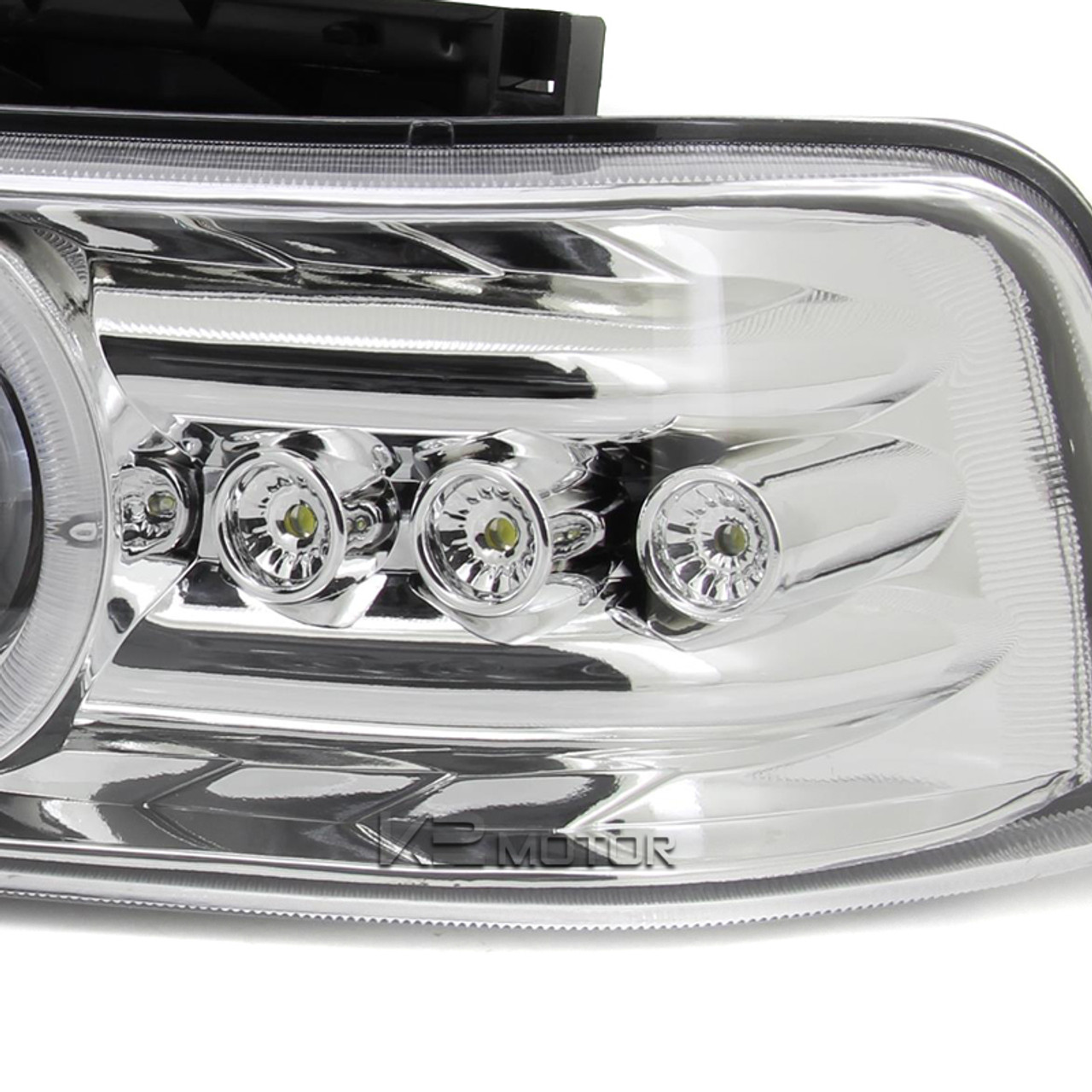 1999-2002 Chevrolet Silverado/ 2000-2006 Chevrolet Tahoe/Suburban Dual Halo  Projector Headlights with LED Sequential Turn Signal Bumper Lights (Chrome 