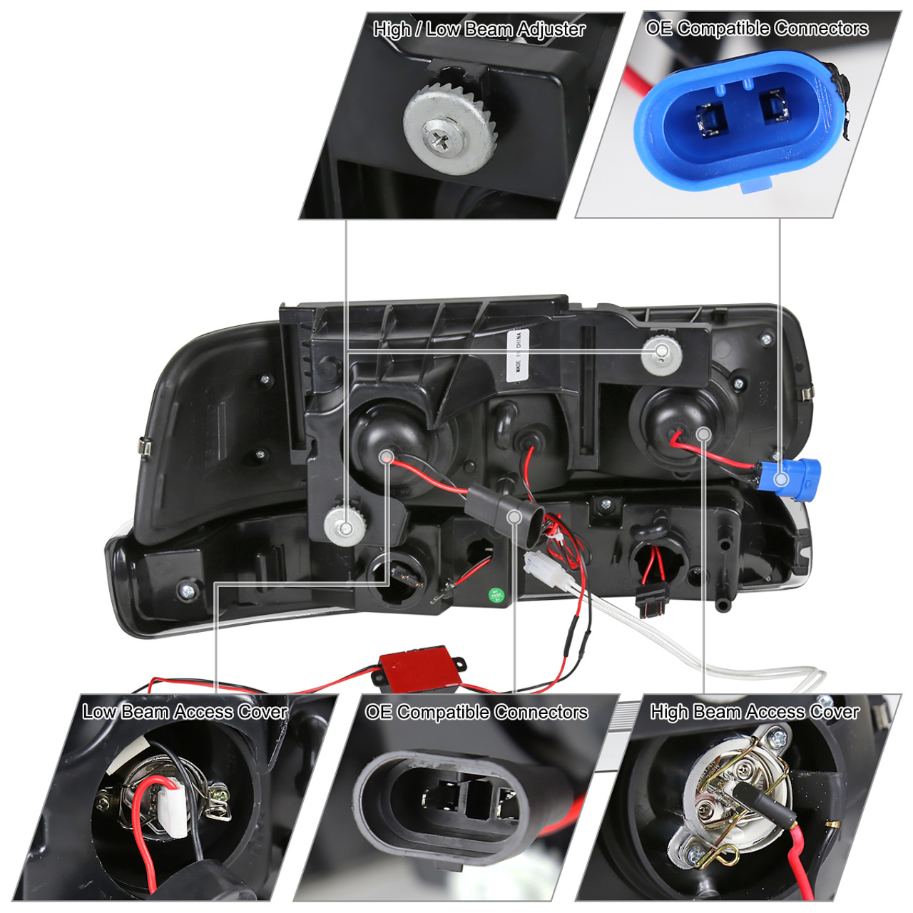 1999-2002 Chevrolet Silverado/ 2000-2006 Chevrolet Tahoe/Suburban Dual Halo  Projector Headlights with LED Sequential Turn Signal Bumper Lights (Chrome 