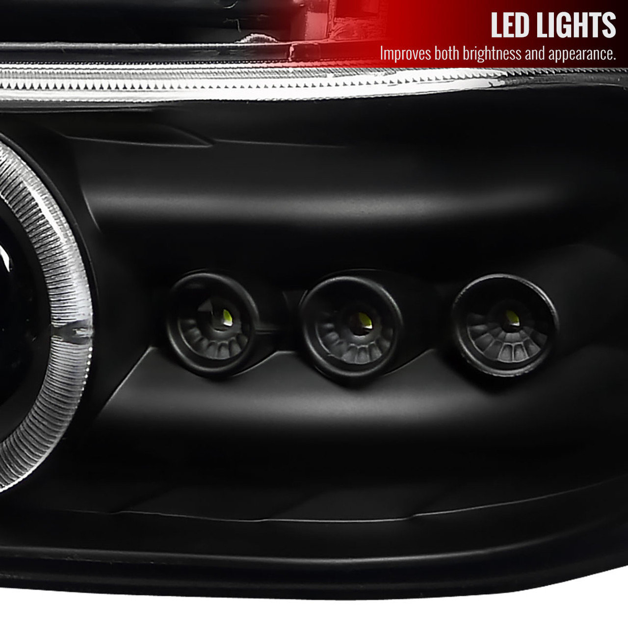 1999-2002 Chevrolet Silverado/ 2000-2006 Chevrolet Tahoe/Suburban Dual Halo  Projector Headlights with LED Sequential Turn Signal Bumper Lights (Matte 