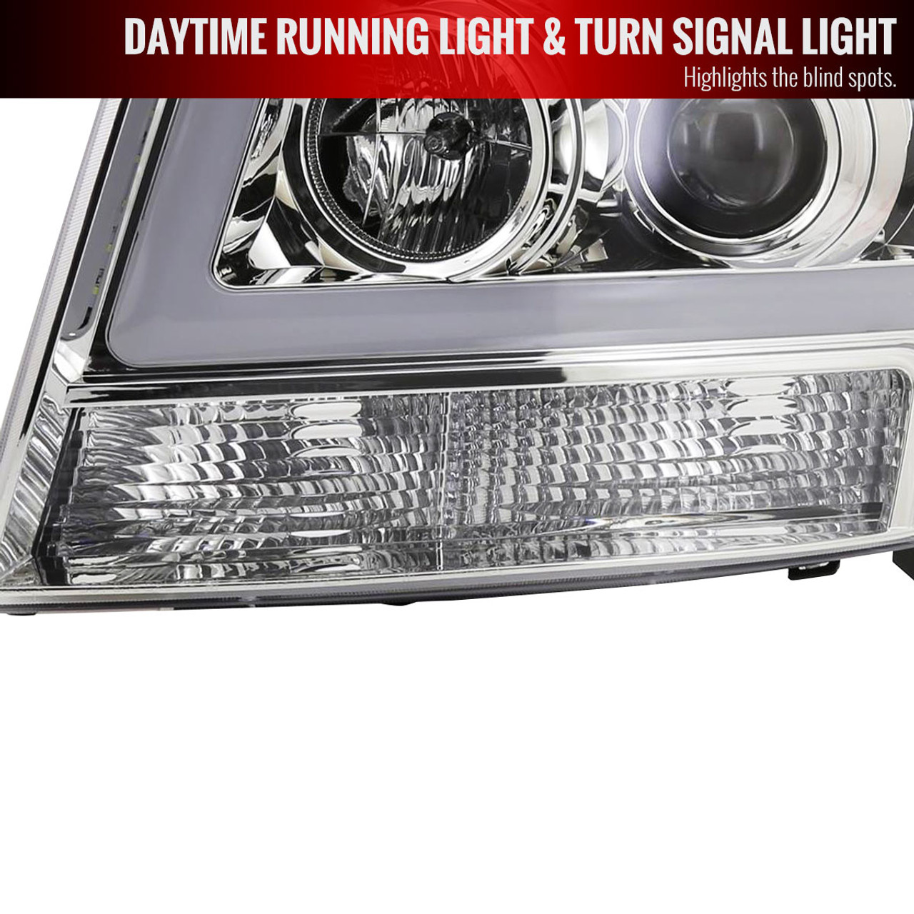 2007-2013 Chevrolet Avalanche/2007-2014 Tahoe Suburban LED C-Bar Projector  Headlights (Chrome Housing/Clear Lens)