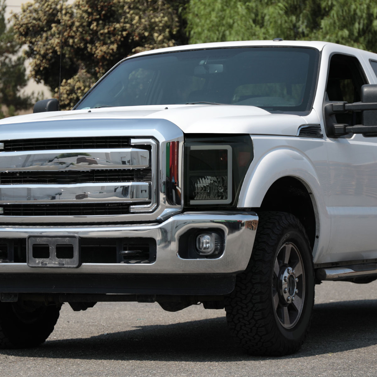 2011-2016 Ford F-250/F-350/F-450/F-550 Super Duty LED C-Bar Factory Style  Headlights (Black Housing/Smoke Lens)