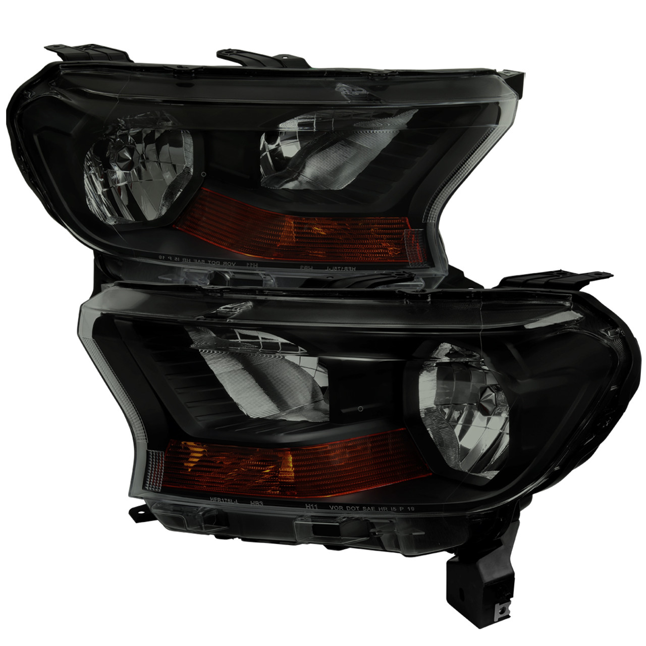 2019-2022 Ford Ranger XL/XLT Factory Style Halogen Headlights (Glossy Black  Housing/Smoke Lens)