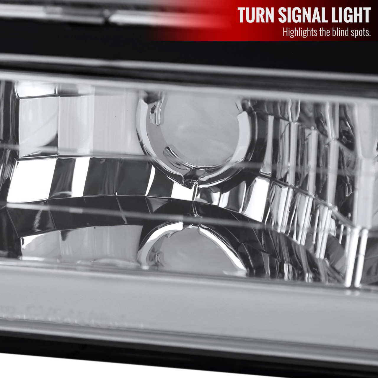 1994-1998 Chevrolet Silverado/Tahoe/Suburban/C10 Factory Style Headlights  w/LED Strip and Bumper & Corner Lights (Chrome Housing/Clear Lens)