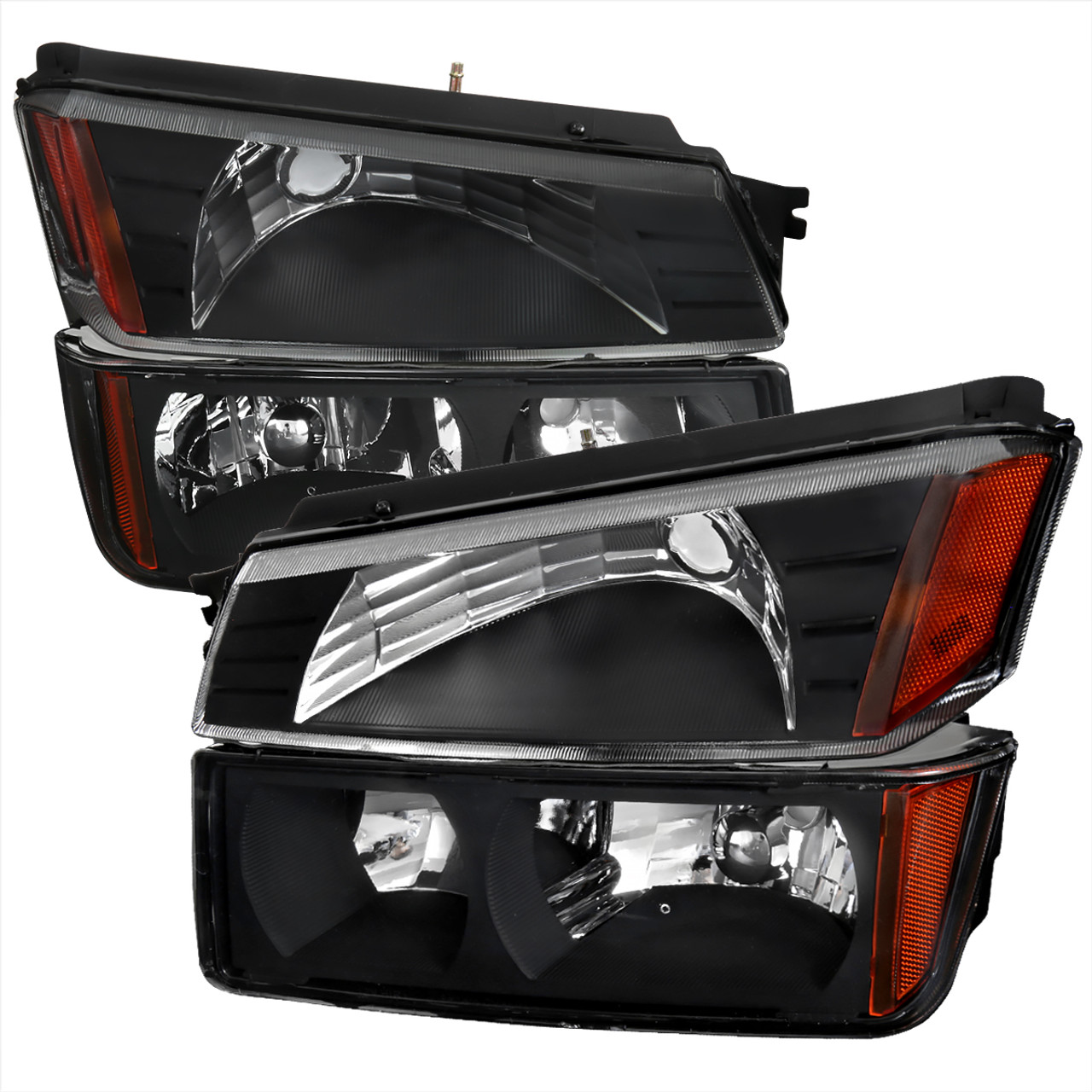 2002-2006 Chevrolet Avalanche 1500/2500 Factory Style Headlights w/ Bumper  Signal Lights (Matte Black Housing/Clear Lens)