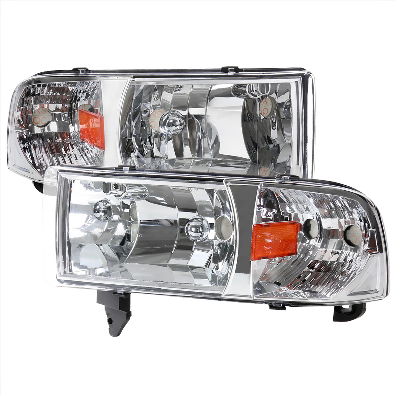 1994-2001 Dodge RAM 1500/ 1994-2002 RAM 2500 3500 Factory Style Headlights  (Chrome Housing/Clear Lens)