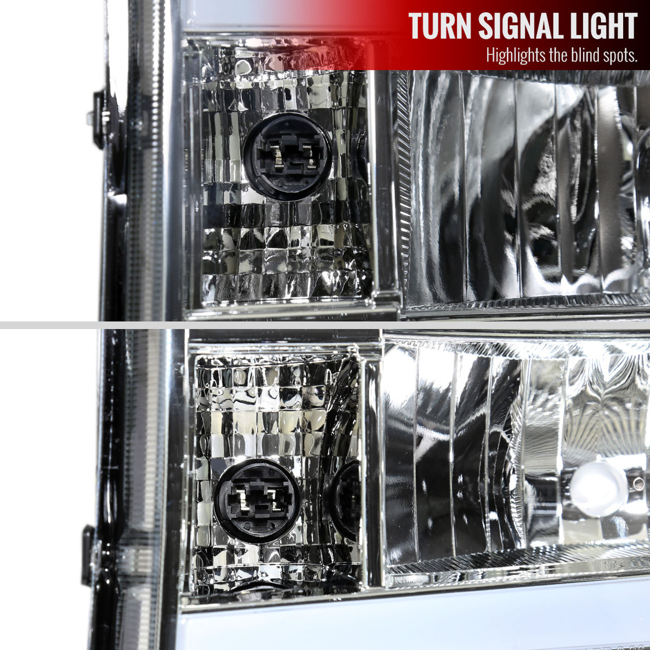 2007-2013 GMC Sierra 1500/ 2007-2014 1500HD 2500HD 3500HD LED Bar Factory  Style Headlights (Chrome Housing/Clear Lens)