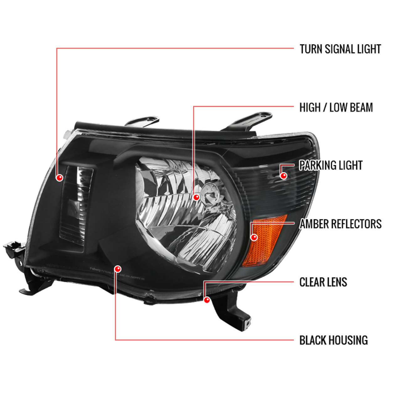 2005-2011 Toyota Tacoma Factory Style Headlights (Matte Black