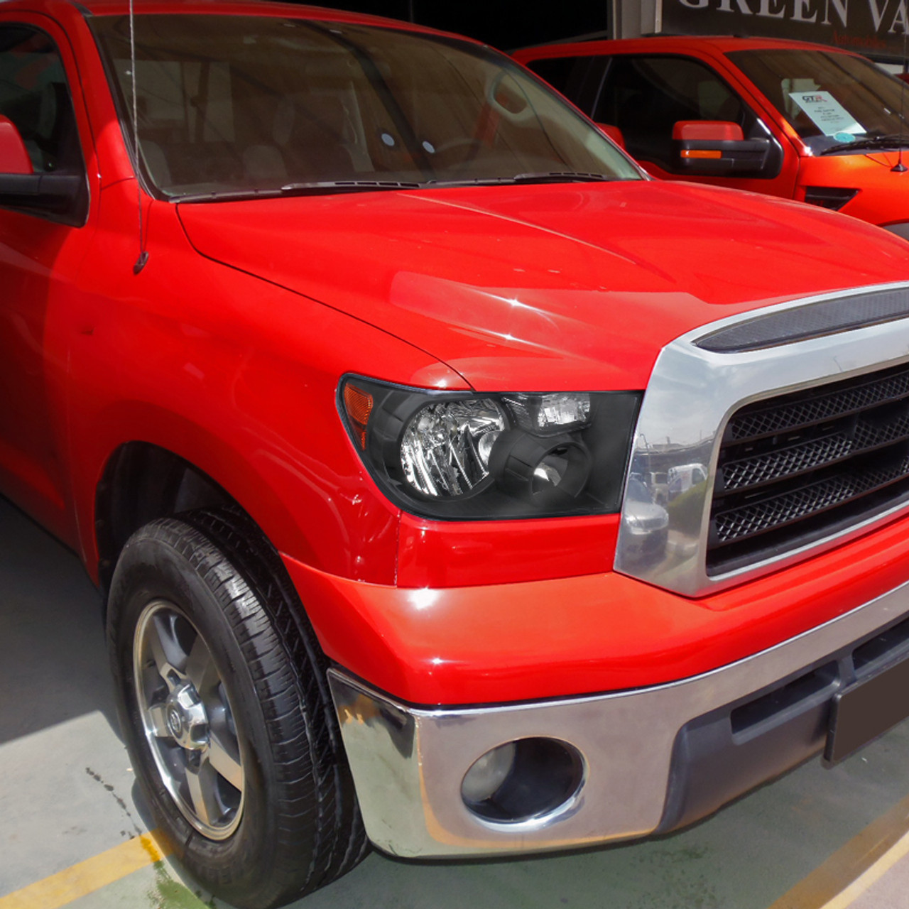 2007-2013 Toyota Tundra/ 2008-2017 Toyota Sequoia Factory Style Headlights  w/ Amber Reflectors (Matte Black Housing/Clear Lens)