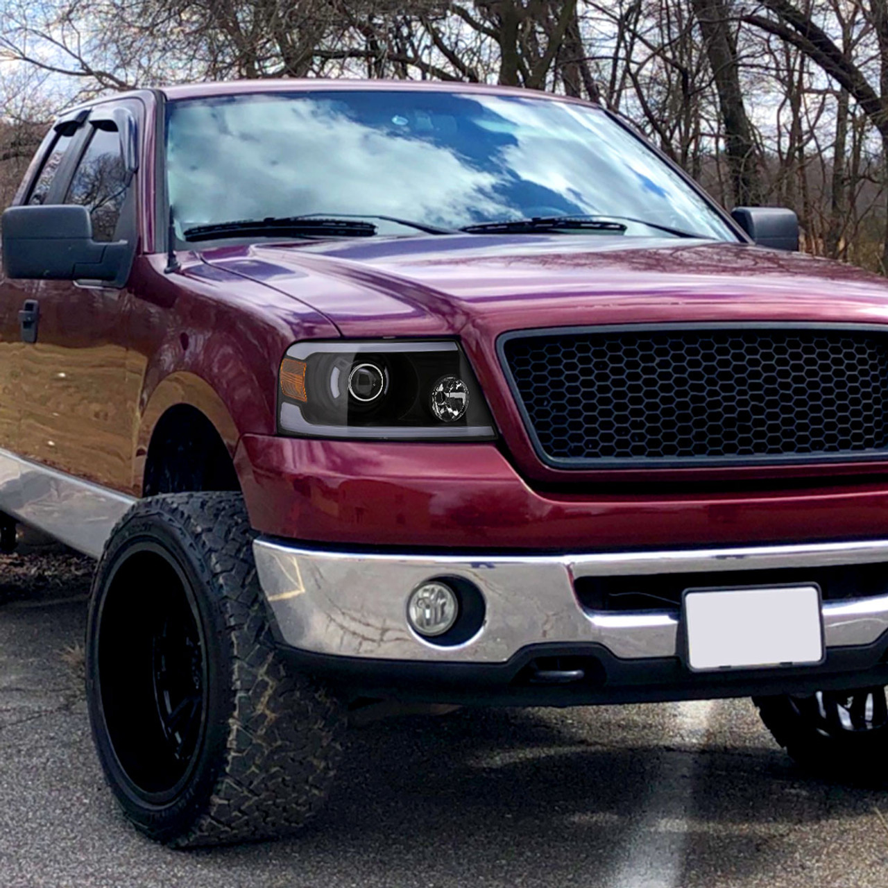 2004-2008 Ford F-150/ 2006-2008 Lincoln Mark LT LED Tube Projector  Headlights (Matte Black Housing/Clear Lens)