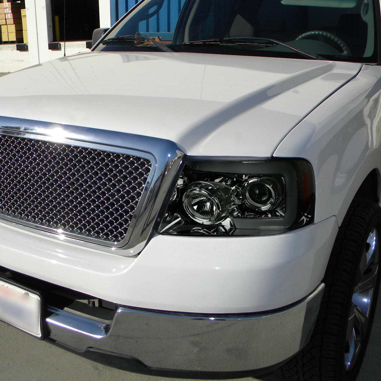 2004-2008 Ford F-150/ 2006-2008 Lincoln Mark LT Switchback Sequential LED  C-Bar Projector Headlights (Chrome Housing/Smoke Lens)